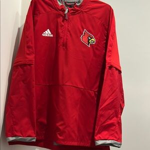 Adidas Baseball Red Baseball Pullover with Louisville Cardinal Size L